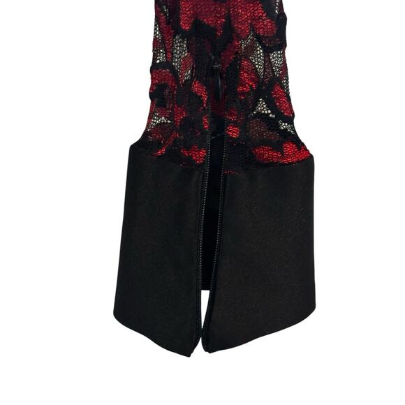 Vintage Cache Red Black Lace Zip Up Blouse Floral Vampire Goth Dark Romantic : S - Picture 11 of 14